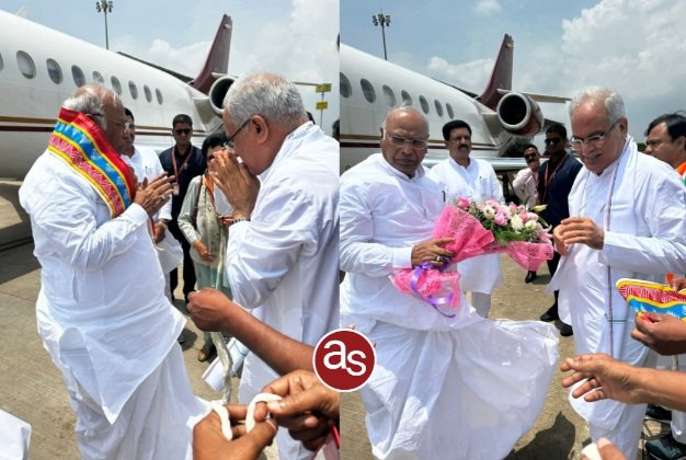 मुख्यमंत्री भूपेश बघेल ने नेता प्रतिपक्ष राज्यसभा मल्लिकार्जुन खड़गे का रायपुर एयरपोर्ट पहुंचने पर किया आत्मीय स्वागत .. Kshiti Technologies मुख्यमंत्री भूपेश बघेल ने नेता प्रतिपक्ष राज्यसभा मल्लिकार्जुन खड़गे का रायपुर एयरपोर्ट पहुंचने पर किया आत्मीय स्वागत .. Kshiti Technologies