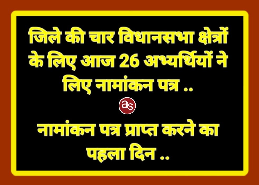जिले की चार विधानसभा क्षेत्रों के लिए आज 26 अभ्यर्थियों ने लिए नामांकन पत्र .. Kshiti Technologies जिले की चार विधानसभा क्षेत्रों के लिए आज 26 अभ्यर्थियों ने लिए नामांकन पत्र .. Kshiti Technologies