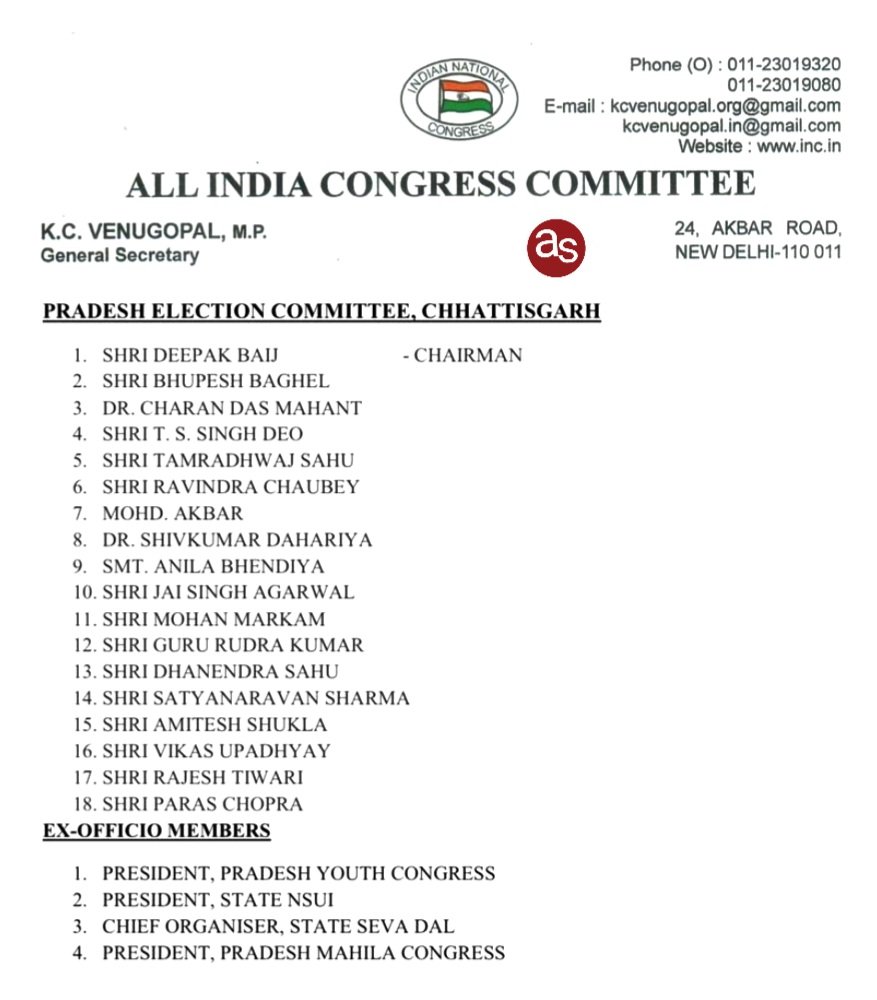 कांग्रेस अध्यक्ष मल्लिकार्जुन खड़गे ने छत्तीसगढ़ की लोकसभा चुनाव के लिए समिति का गठन किया .. Kshiti Technologies