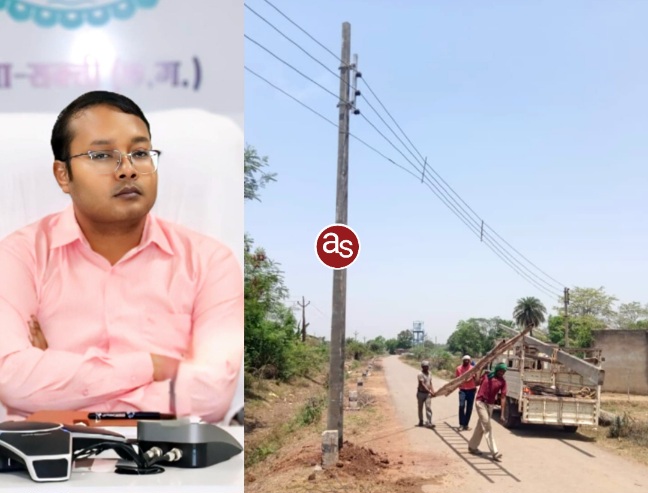 कलेक्टर के निर्देशन में त्वरित रूप से सड़क ऊपर लटकते बिजली के तार को पोल लगाकर किया गया ऊपर .. Kshiti Technologies कलेक्टर के निर्देशन में त्वरित रूप से सड़क ऊपर लटकते बिजली के तार को पोल लगाकर किया गया ऊपर .. Kshiti Technologies