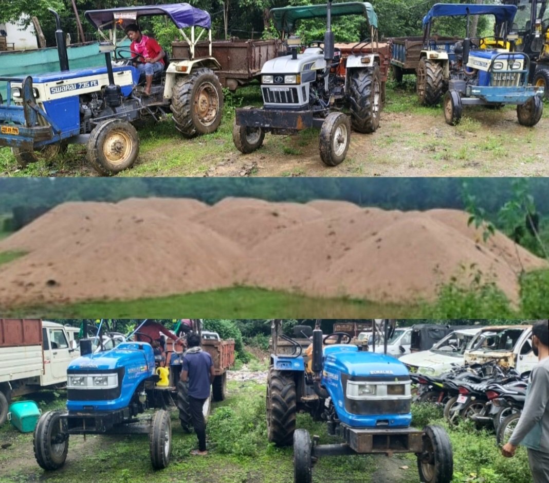 खनिजों के अवैध परिवहन पर 05 ट्रेक्टर ट्राली एवं अवैध भण्डारण पर लगभग 700 घनमीटर रेत जप्त .. Kshiti Technologies